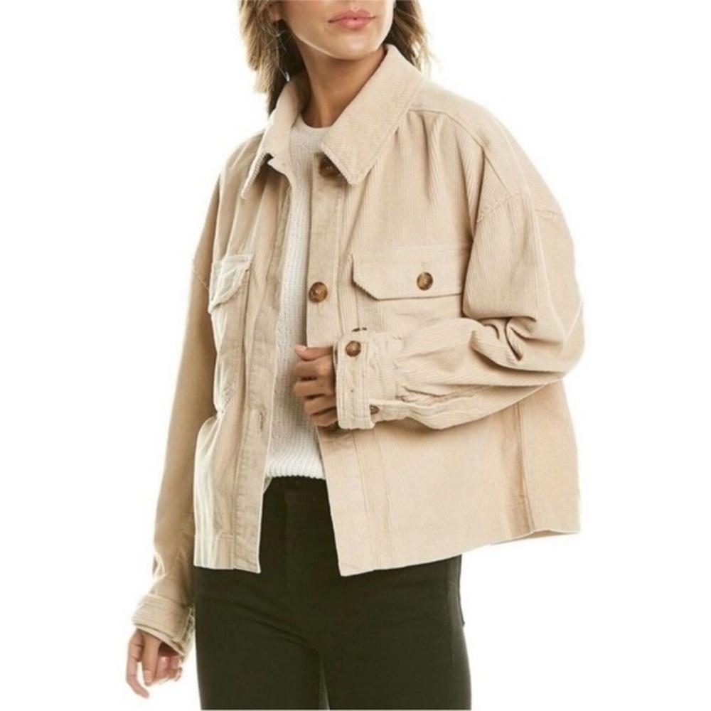 AVEC LES FILLES CORDUROY CREAMY BEIGE OVERSIZED CROPPED WRSTERNCORE JACKET M